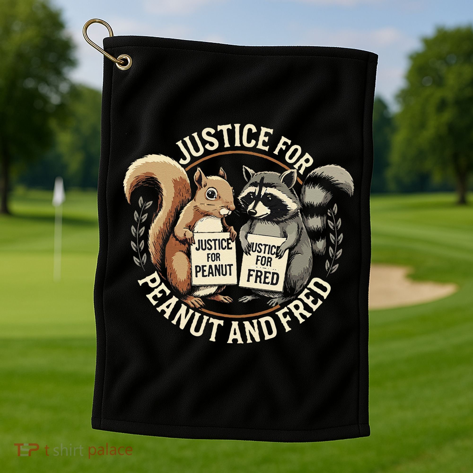 Justice For Peanut And Fred Peanut Squirrel Fred Raccoon Golf Towel