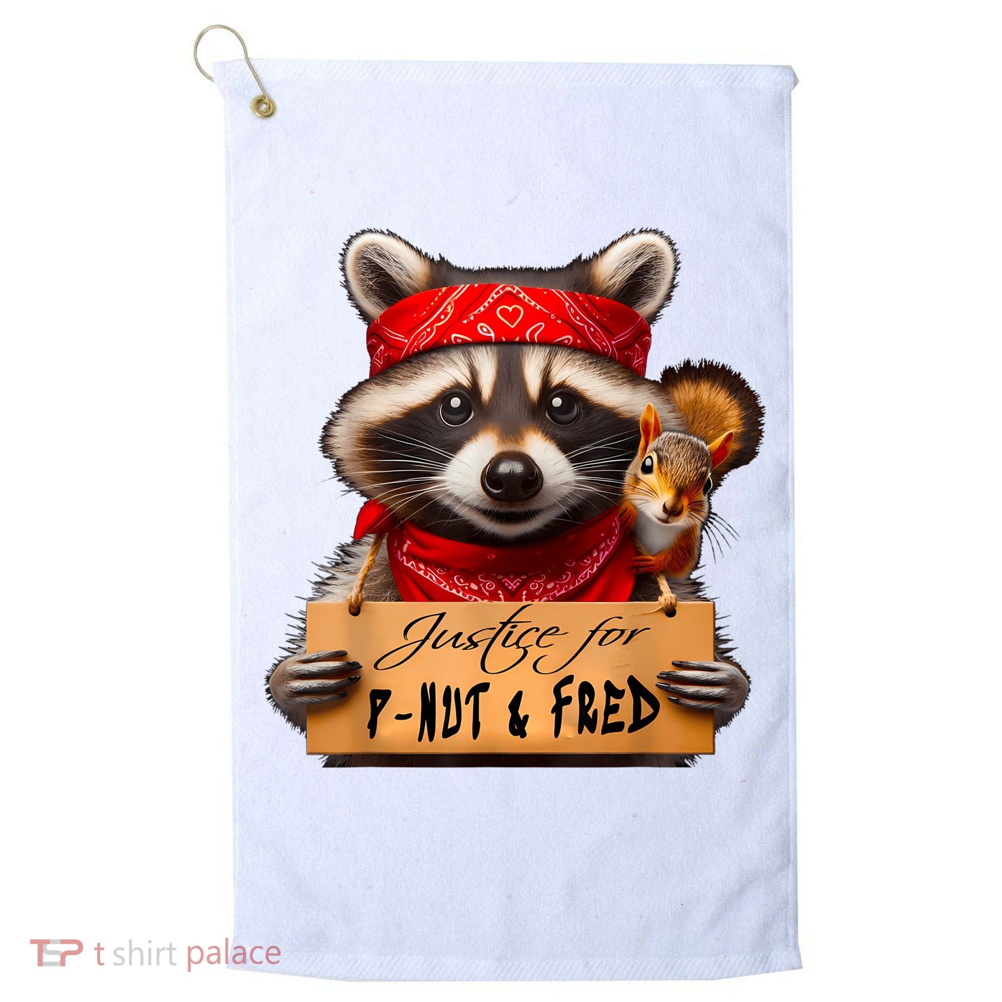 Justice For Peanut The Squirrel Pnut & Fred The Raccoon Golf Towel