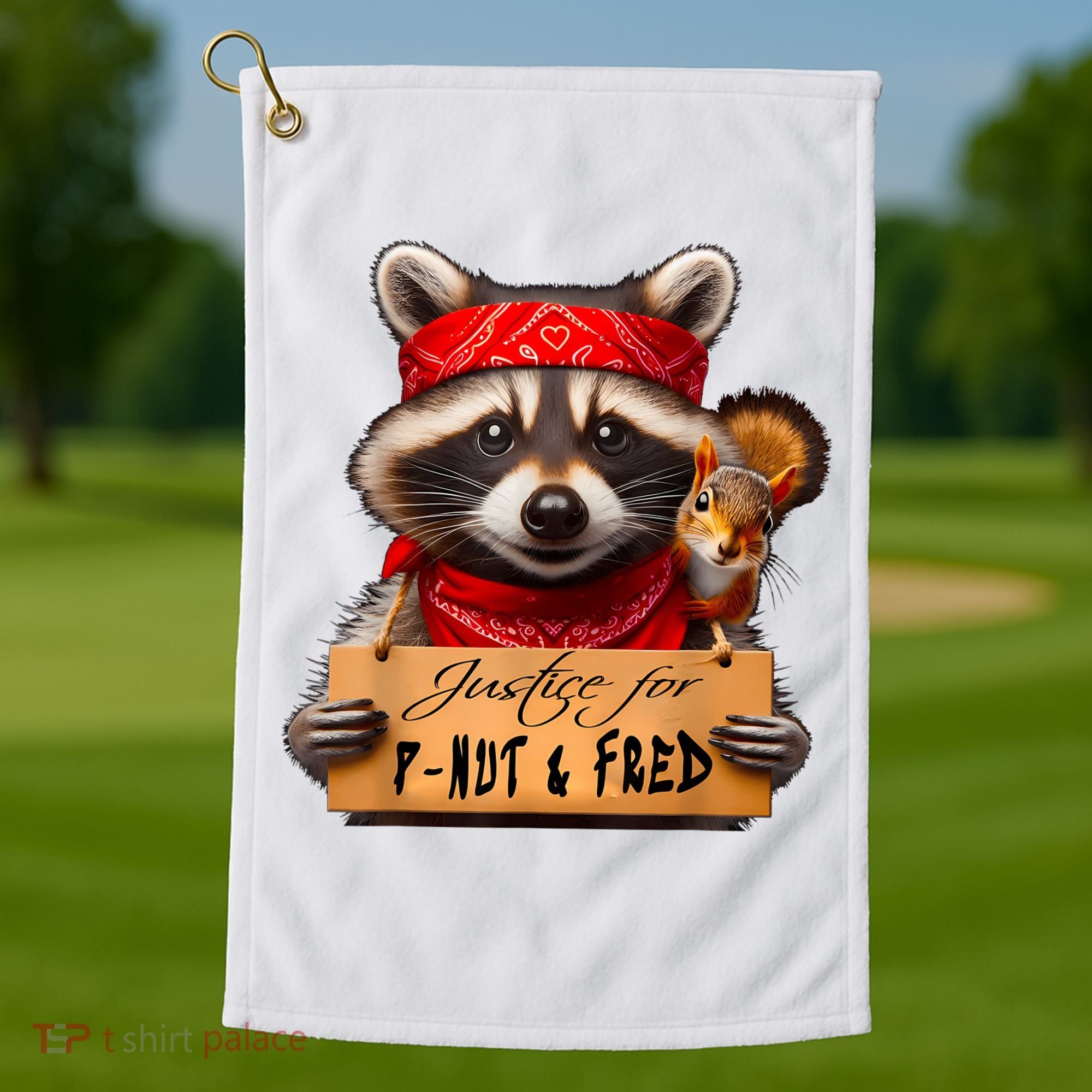 Justice For Peanut The Squirrel Pnut & Fred The Raccoon Golf Towel