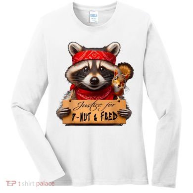 Justice For Peanut The Squirrel Pnut & Fred The Raccoon Women's Long Sleeve Shirt