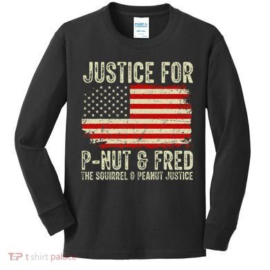 Justice For P Nut And Fred The Squirrel And Peanut Justice Kids Long Sleeve Shirt
