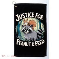 Justice For Peanut The Squirrel And Fred The Raccoon Golf Towel thumb 0