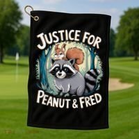 Justice For Peanut The Squirrel And Fred The Raccoon Golf Towel thumb 1