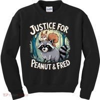 Justice For Peanut The Squirrel And Fred The Raccoon Kids Sweatshirt thumb 0