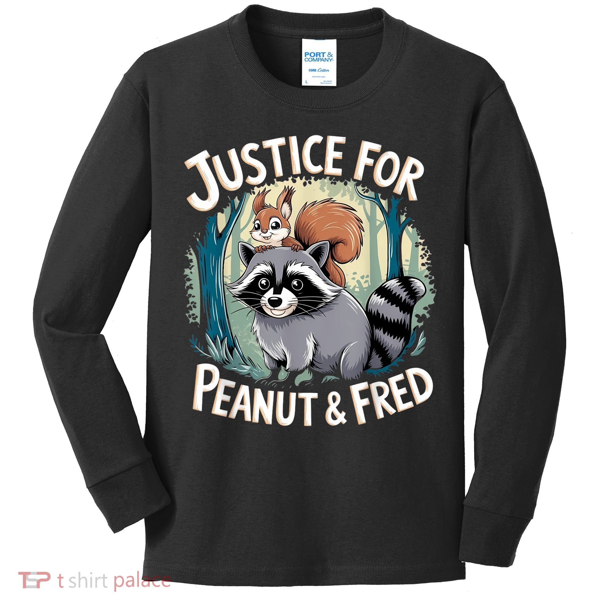Justice For Peanut The Squirrel And Fred The Raccoon Kids Long Sleeve Shirt
