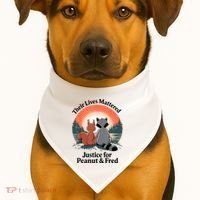 Justice For Peanut The Squirrel Justice For Fred The Raccoon USA-Made Doggie Bandana thumb 1