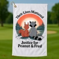 Justice For Peanut The Squirrel Justice For Fred The Raccoon Golf Towel thumb 1