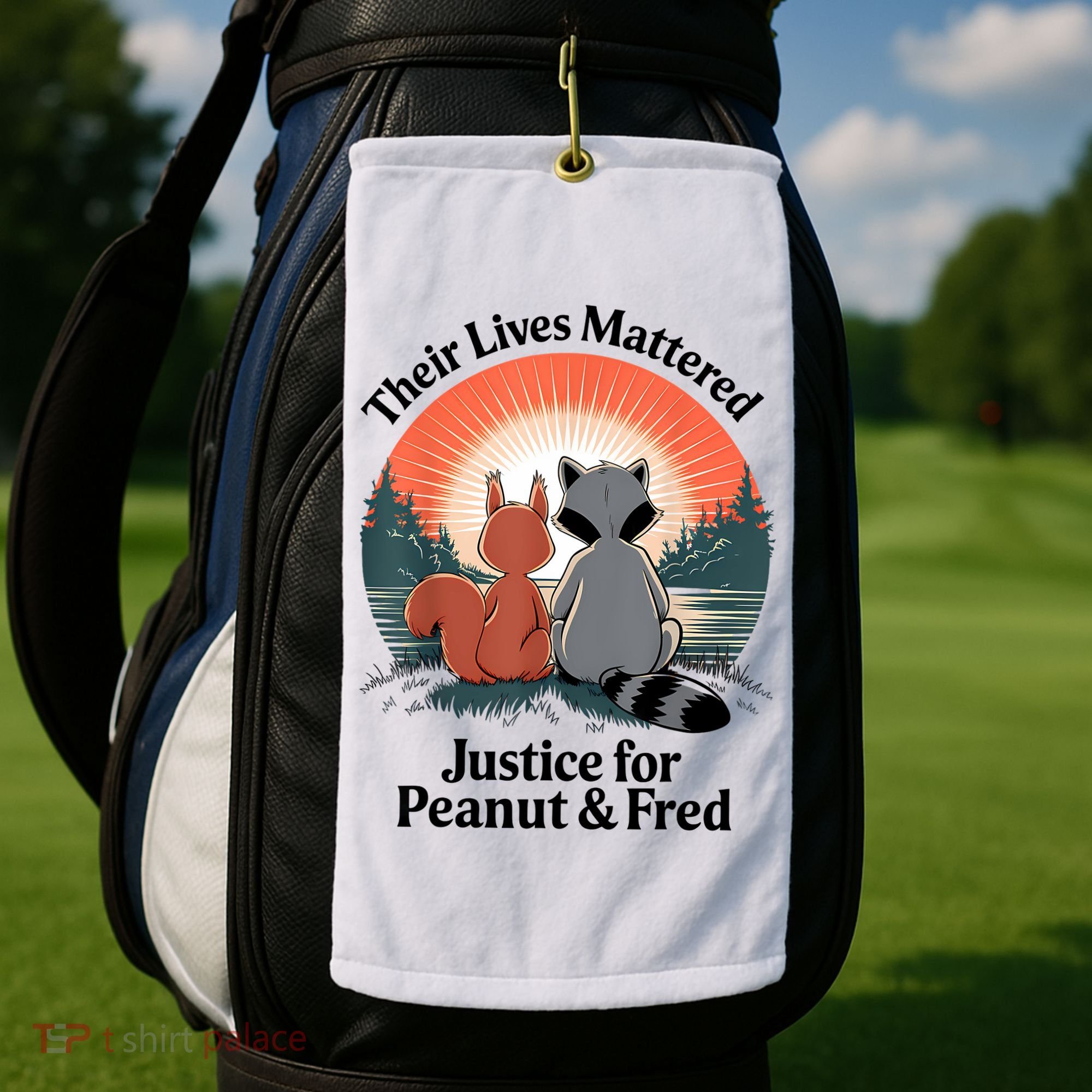Justice For Peanut The Squirrel Justice For Fred The Raccoon Golf Towel
