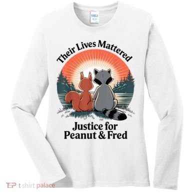 Justice For Peanut The Squirrel Justice For Fred The Raccoon Women's Long Sleeve Shirt