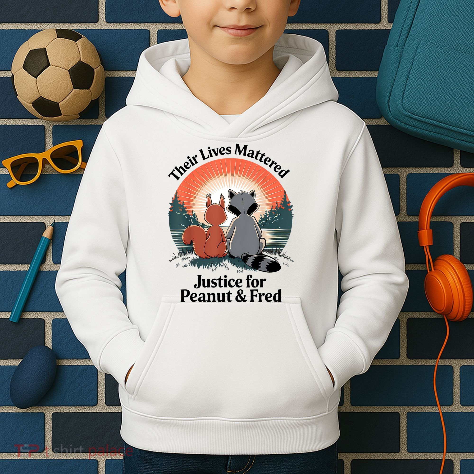Justice For Peanut The Squirrel Justice For Fred The Raccoon Kids Hoodie
