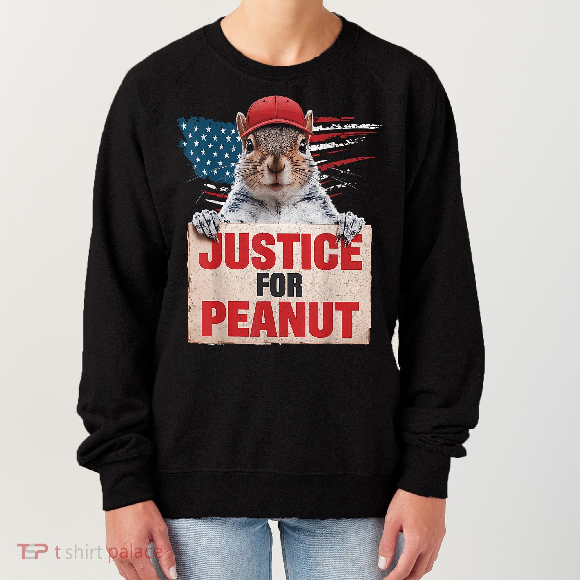 Justice For Peanut The Squirrel American Flag Peanut Squirrel Gift Women's Sweatshirt