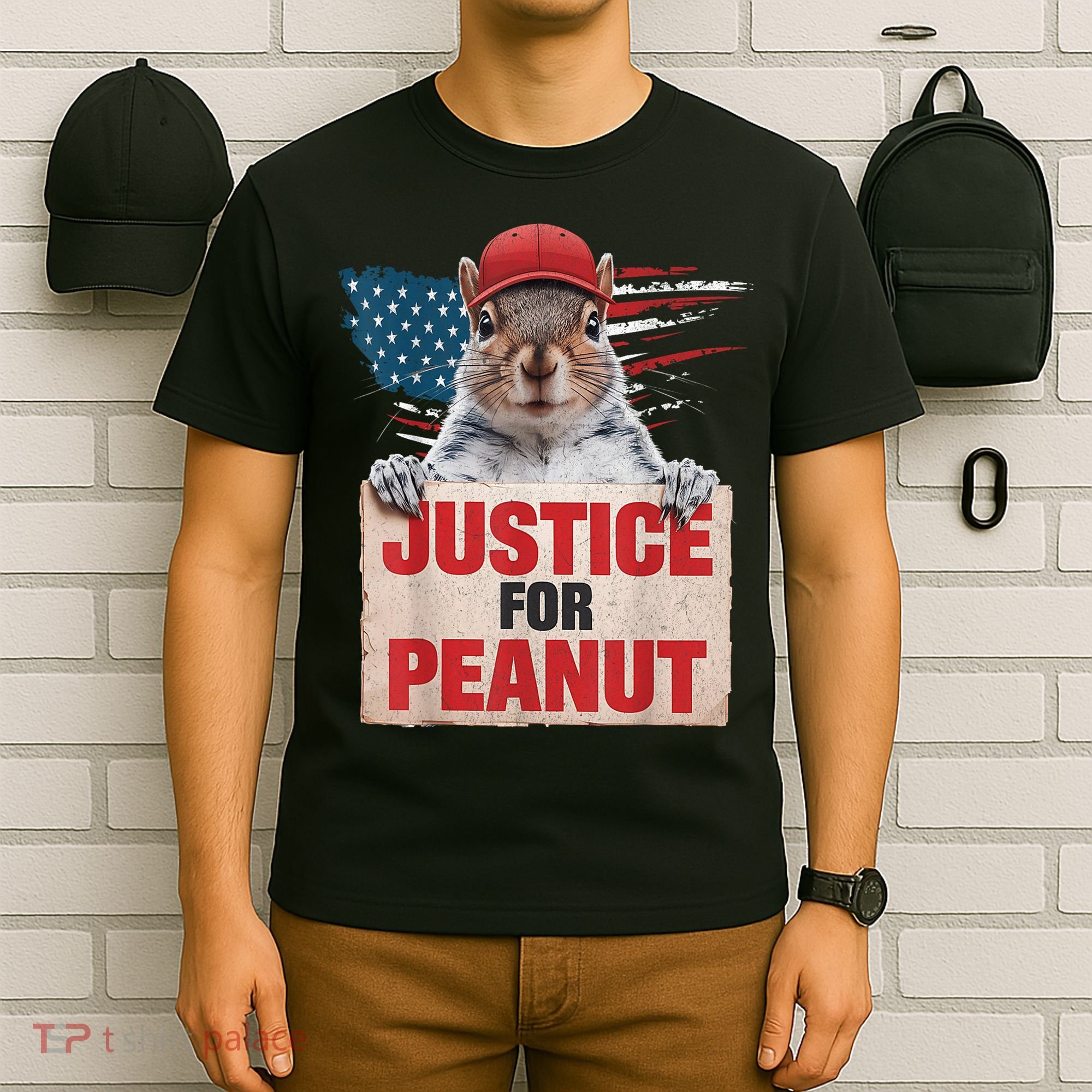 Justice For Peanut The Squirrel American Flag Peanut Squirrel Gift T-Shirt