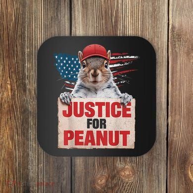 Justice For Peanut The Squirrel American Flag Peanut Squirrel Gift Coaster