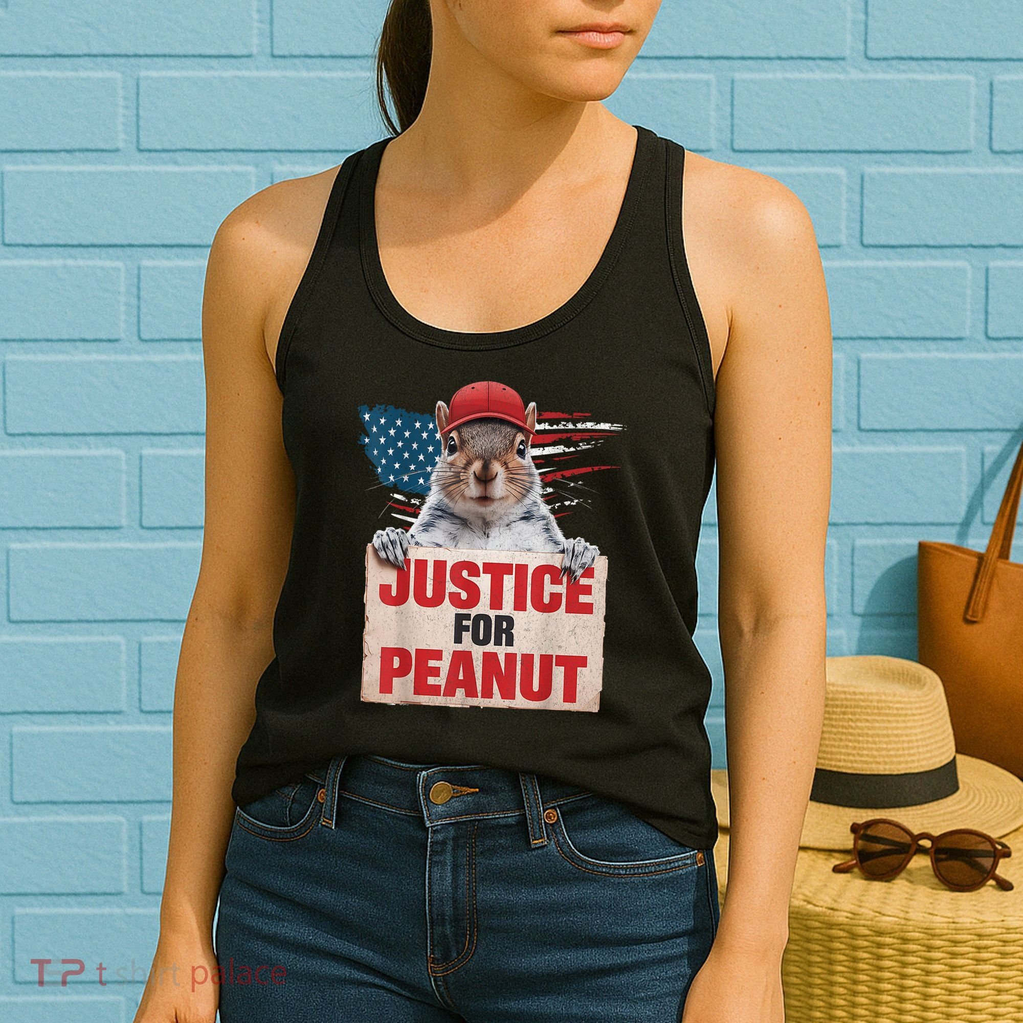 Justice For Peanut The Squirrel American Flag Peanut Squirrel Gift Women's Tank Top