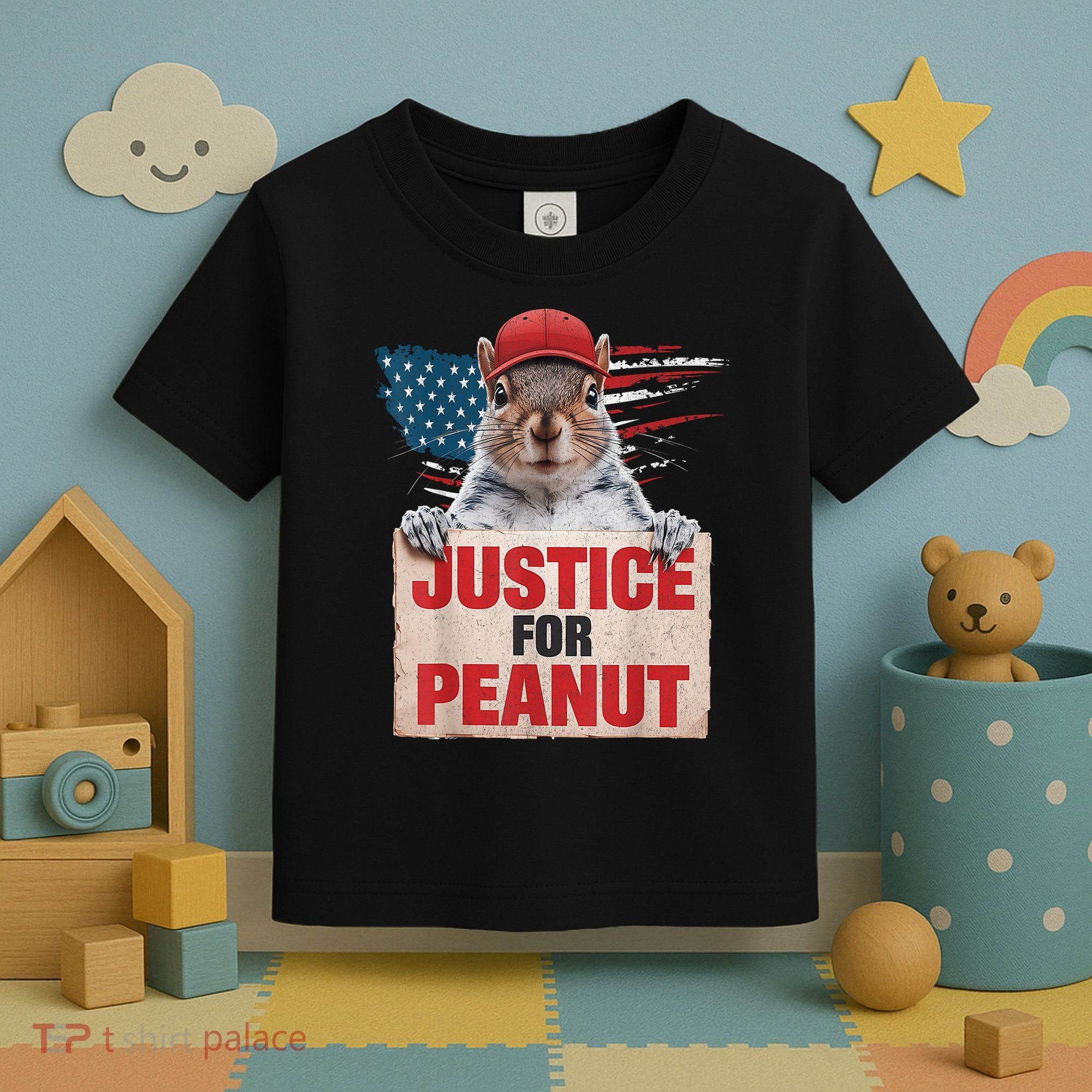 Justice For Peanut The Squirrel American Flag Peanut Squirrel Gift Toddler T-Shirt