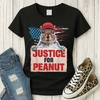 Justice For Peanut The Squirrel American Flag Peanut Squirrel Gift Women's T-Shirt thumb 3