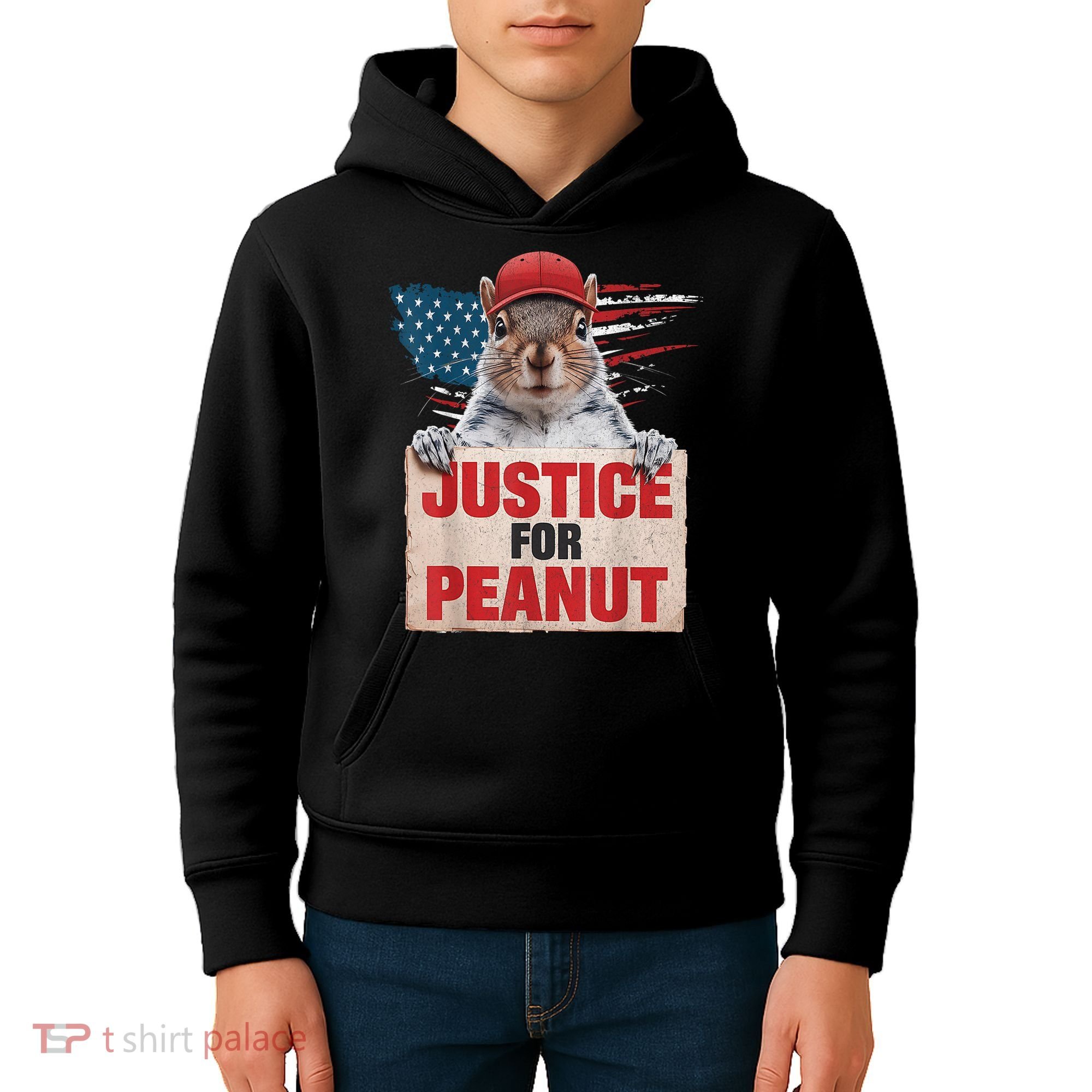 Justice For Peanut The Squirrel American Flag Peanut Squirrel Gift Kids Hoodie