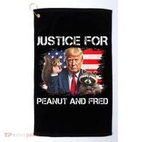 Justice For Peanut Squirrel Fred Raccoon Vote Trump Maga Golf Towel thumb 0