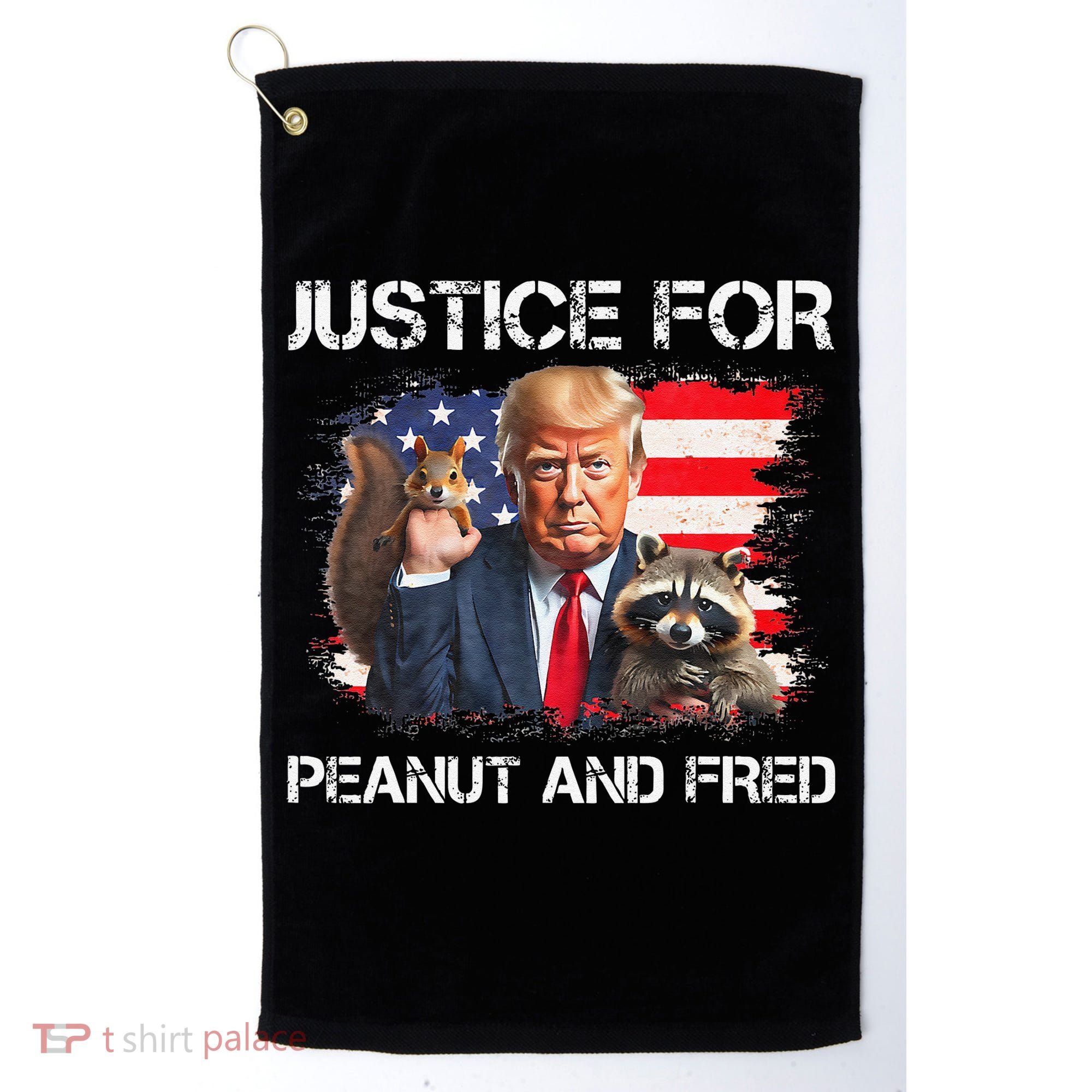 Justice For Peanut Squirrel Fred Raccoon Vote Trump Maga Golf Towel