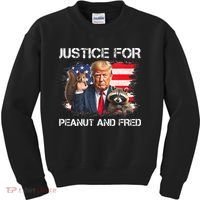 Justice For Peanut Squirrel Fred Raccoon Vote Trump Maga Kids Sweatshirt thumb 0