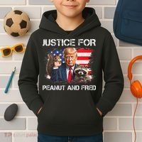 Justice For Peanut Squirrel Fred Raccoon Vote Trump Maga Kids Hoodie thumb 2