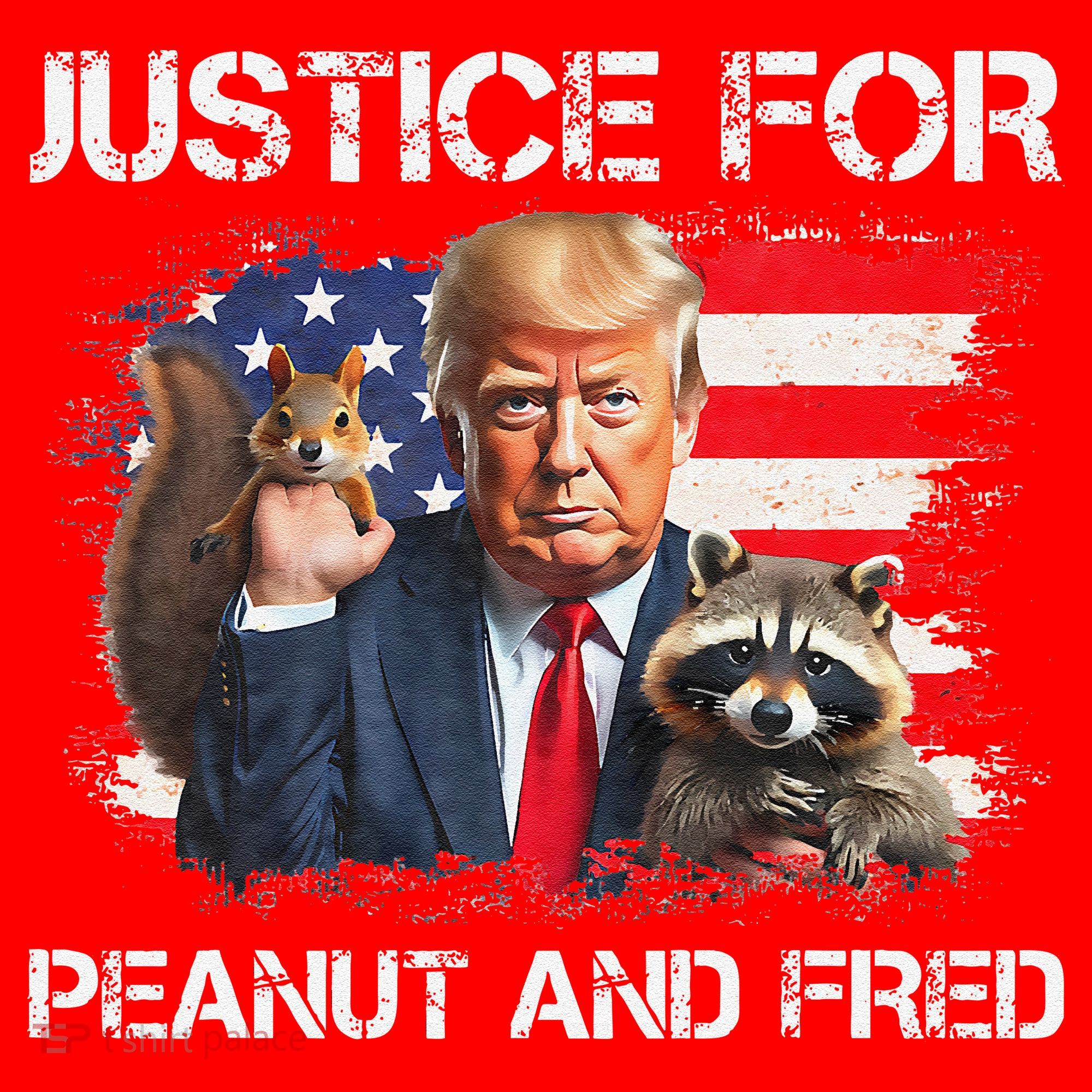 Justice For Peanut Squirrel Fred Raccoon Vote Trump Maga Santa Hat