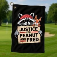 Justice For Peanut The Squirrel And Fred The Raccon Golf Towel thumb 1