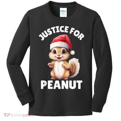 Justice For Peanut The Squirrel Funny Kids Long Sleeve Shirt
