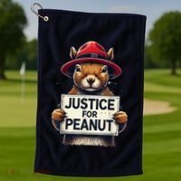 Justice For Peanut The Squirrel Wanted Golf Towel thumb 1