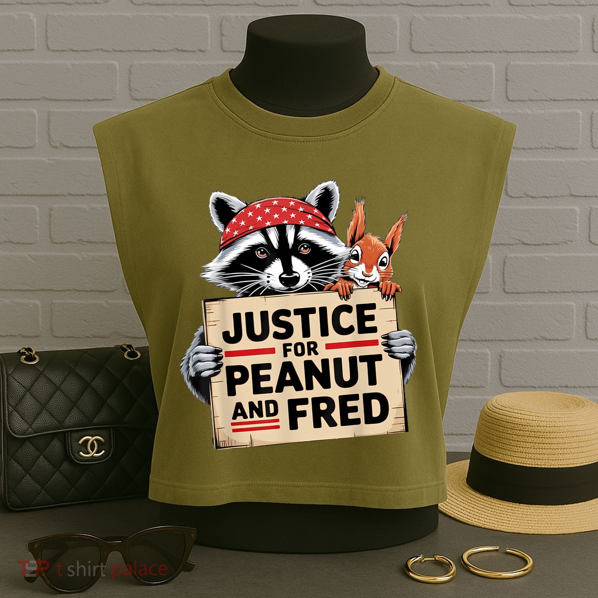 Justice For Peanut And Fred Animal Rights Protest Garment-Dyed Women's Muscle Tee