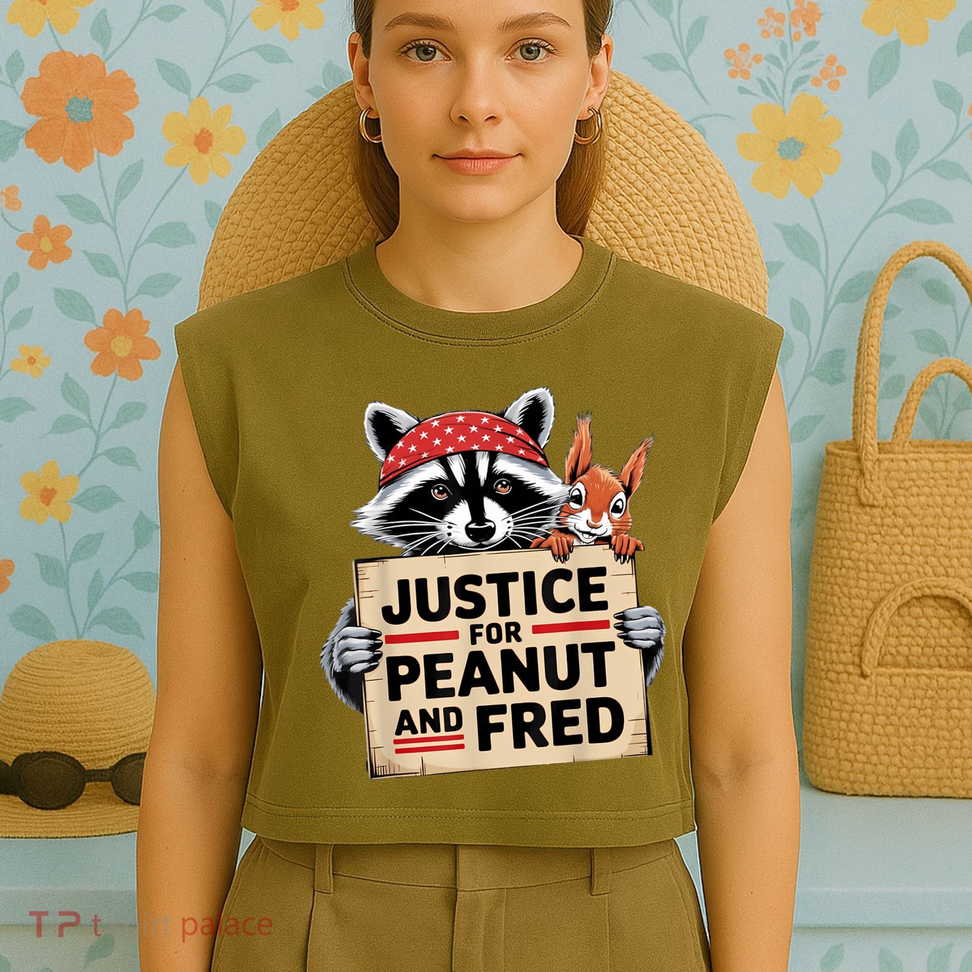 Justice For Peanut And Fred Animal Rights Protest Garment-Dyed Women's Muscle Tee