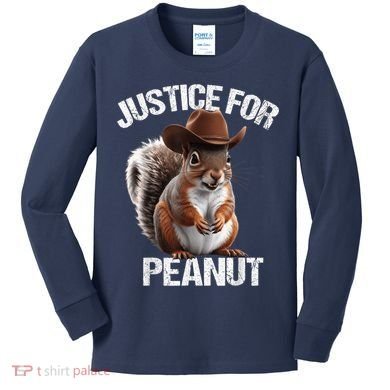 Justice For Peanut The Squirrel Cowboy Hat Peanut Squirrel Kids Long Sleeve Shirt