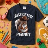 Justice For Peanut The Squirrel Cowboy Hat Peanut Squirrel Kids T-Shirt thumb 3