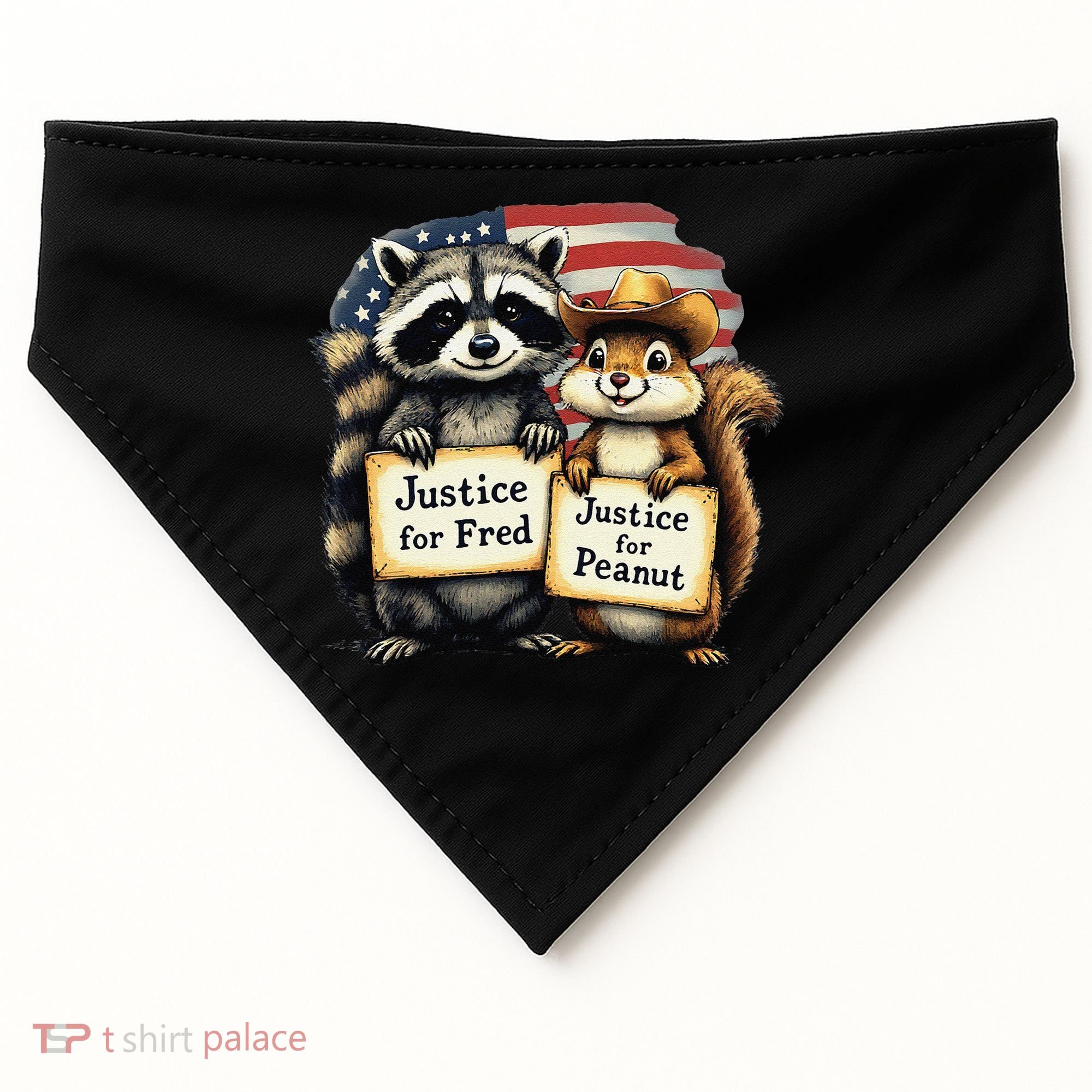 Justice For Peanut The Squirrel And Fred The Raccoon USA-Made Doggie Bandana
