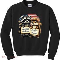 Justice For Peanut The Squirrel And Fred The Raccoon Kids Sweatshirt thumb 0