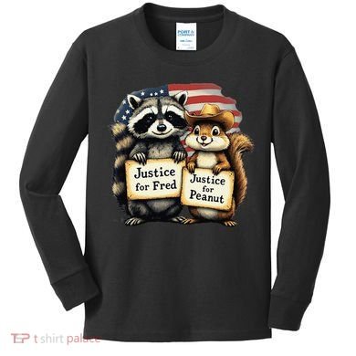 Justice For Peanut The Squirrel And Fred The Raccoon Kids Long Sleeve Shirt