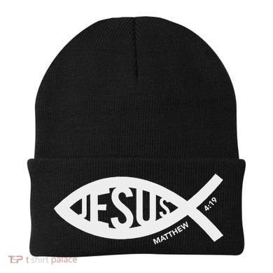 Jesus Fish Symbol Christian Beanie