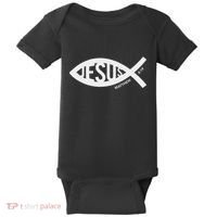 Jesus Fish Symbol Christian Baby Bodysuit thumb 0