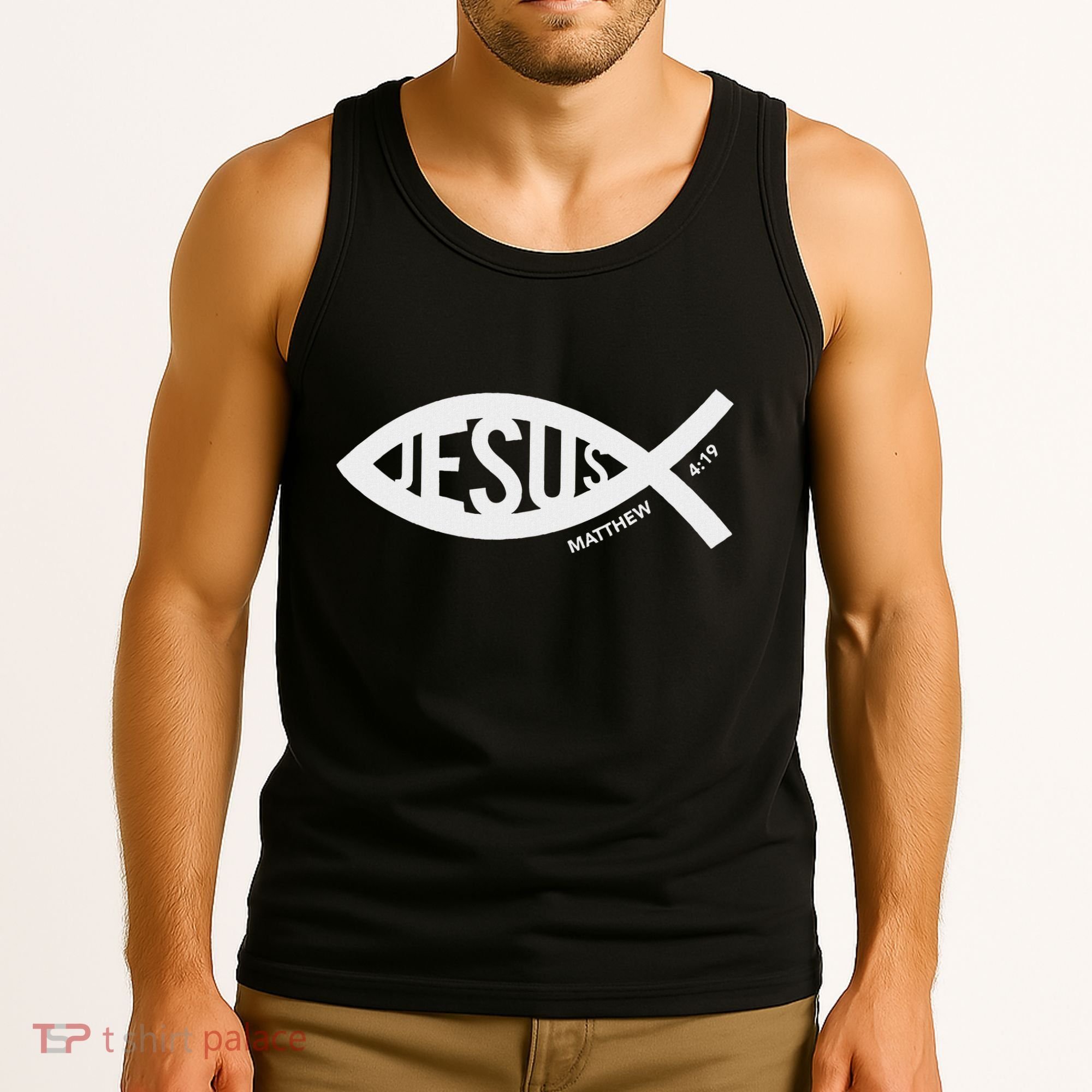 Jesus Fish Symbol Christian Tank Top