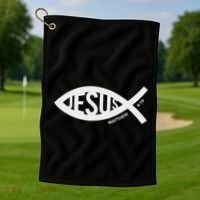 Jesus Fish Symbol Christian Golf Towel thumb 1