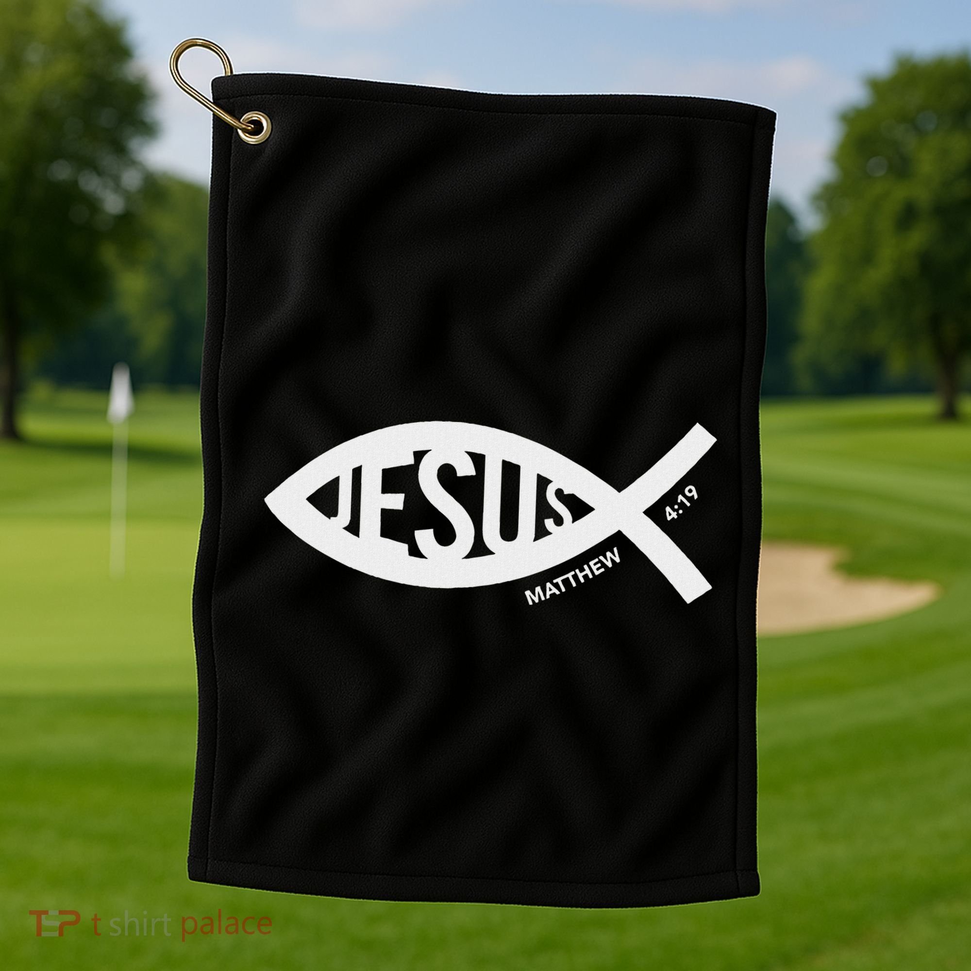 Jesus Fish Symbol Christian Golf Towel
