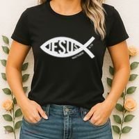 Jesus Fish Symbol Christian Women's T-Shirt thumb 2
