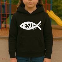 Jesus Fish Symbol Christian Kids Hoodie thumb 3
