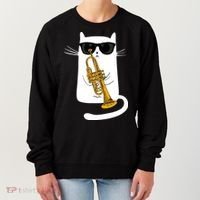 Jazz Funk Soul Cool Cute Cat Playing Trumpet Women's Sweatshirt thumb 0