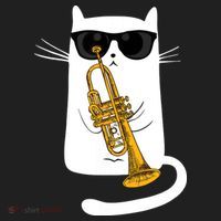 Jazz Funk Soul Cool Cute Cat Playing Trumpet Women's Sweatshirt thumb 2