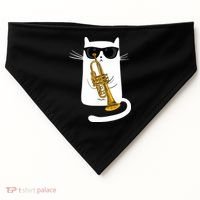 Jazz Funk Soul Cool Cute Cat Playing Trumpet USA-Made Doggie Bandana thumb 0