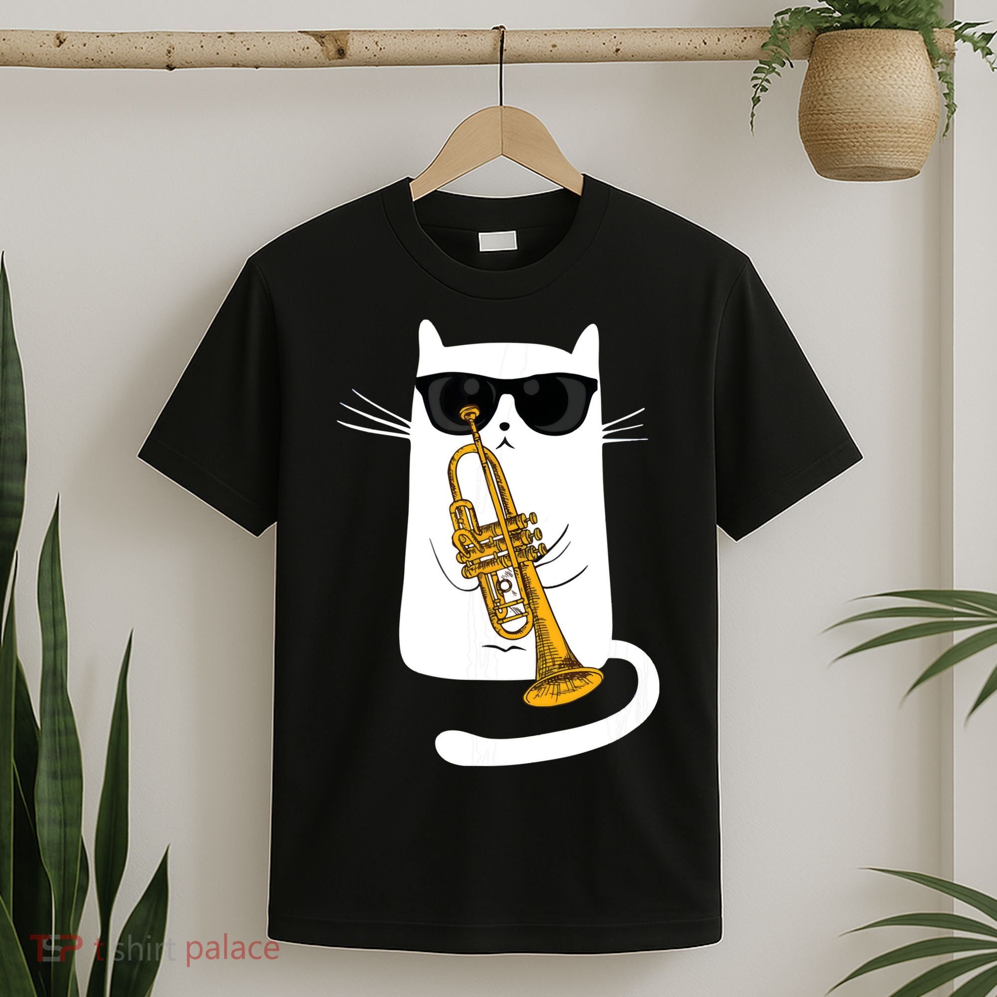 Jazz Funk Soul Cool Cute Cat Playing Trumpet T-Shirt