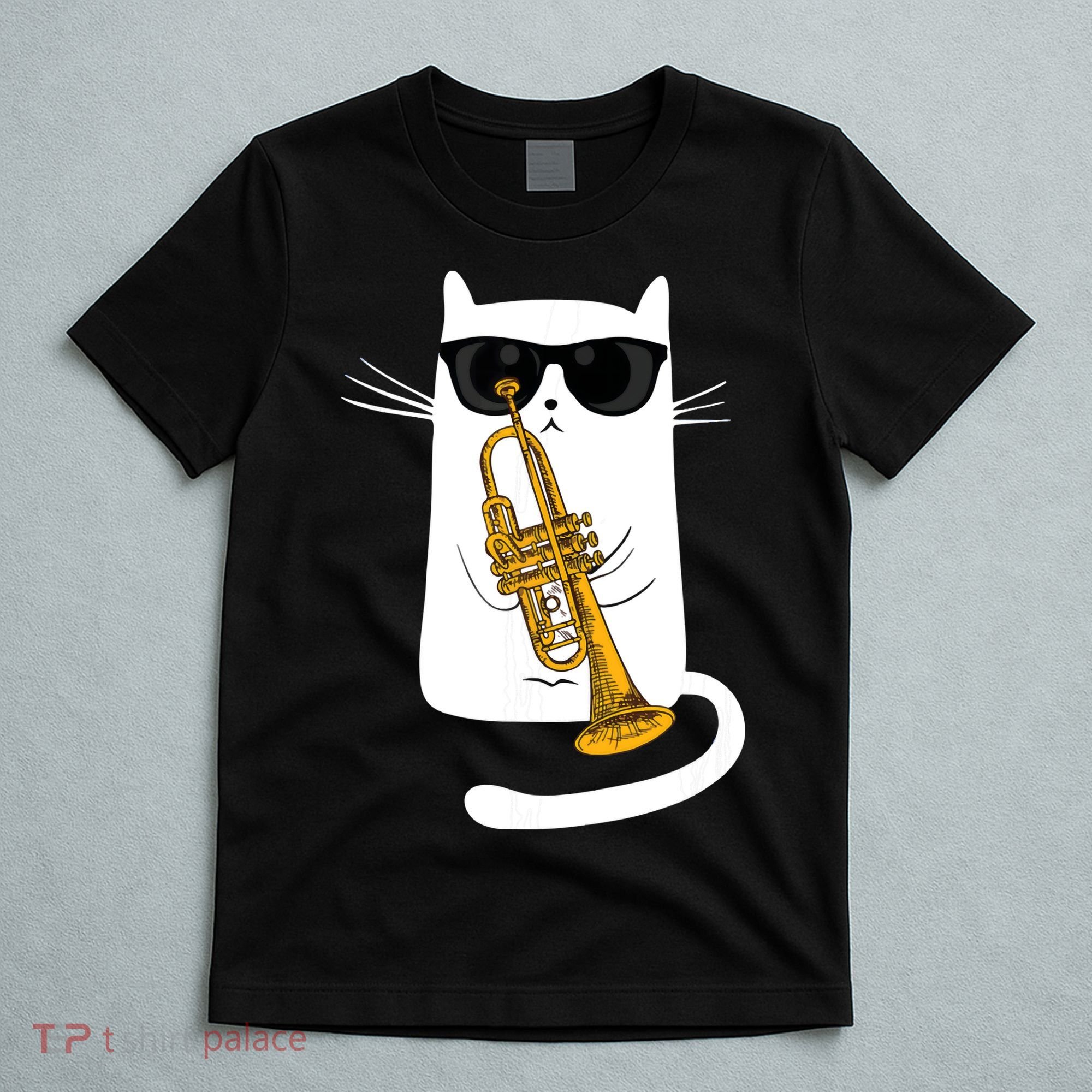 Jazz Funk Soul Cool Cute Cat Playing Trumpet T-Shirt