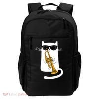 Jazz Funk Soul Cool Cute Cat Playing Trumpet Backpack thumb 0