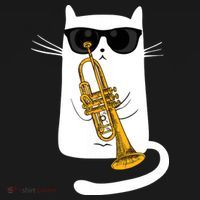 Jazz Funk Soul Cool Cute Cat Playing Trumpet Women's Hoodie thumb 2